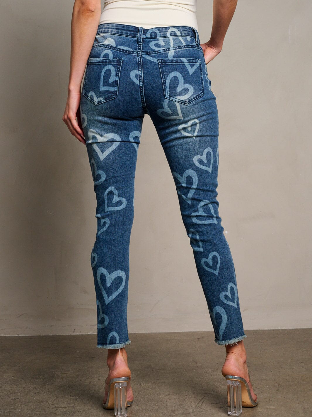 Heart Patch Distressed Denim Jeans | Cute Casual Straight Leg Jeans | Trendy Women’s Blue Jeans
