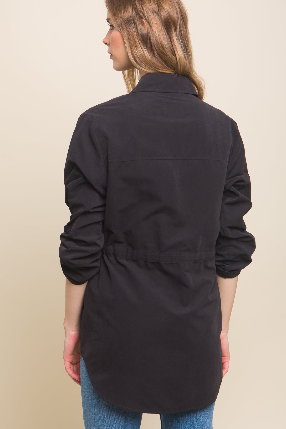 Chic Button-Down Cargo Jacket in Black