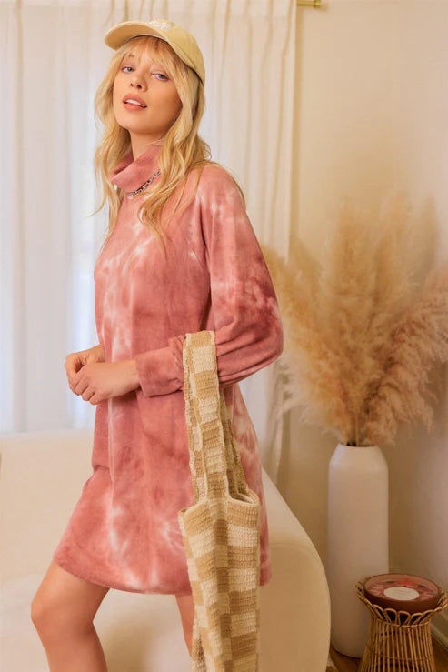 Mauve Tie Dye Flannel Mini Dress