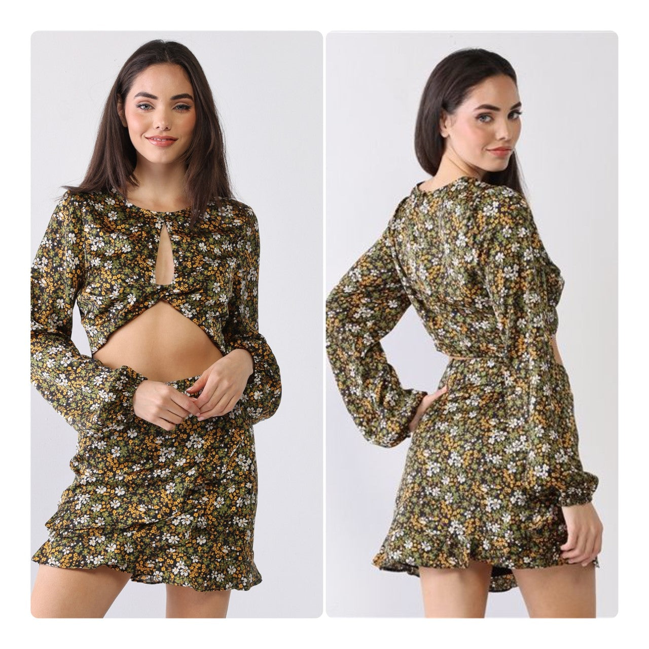 Black and Olive Skirt set