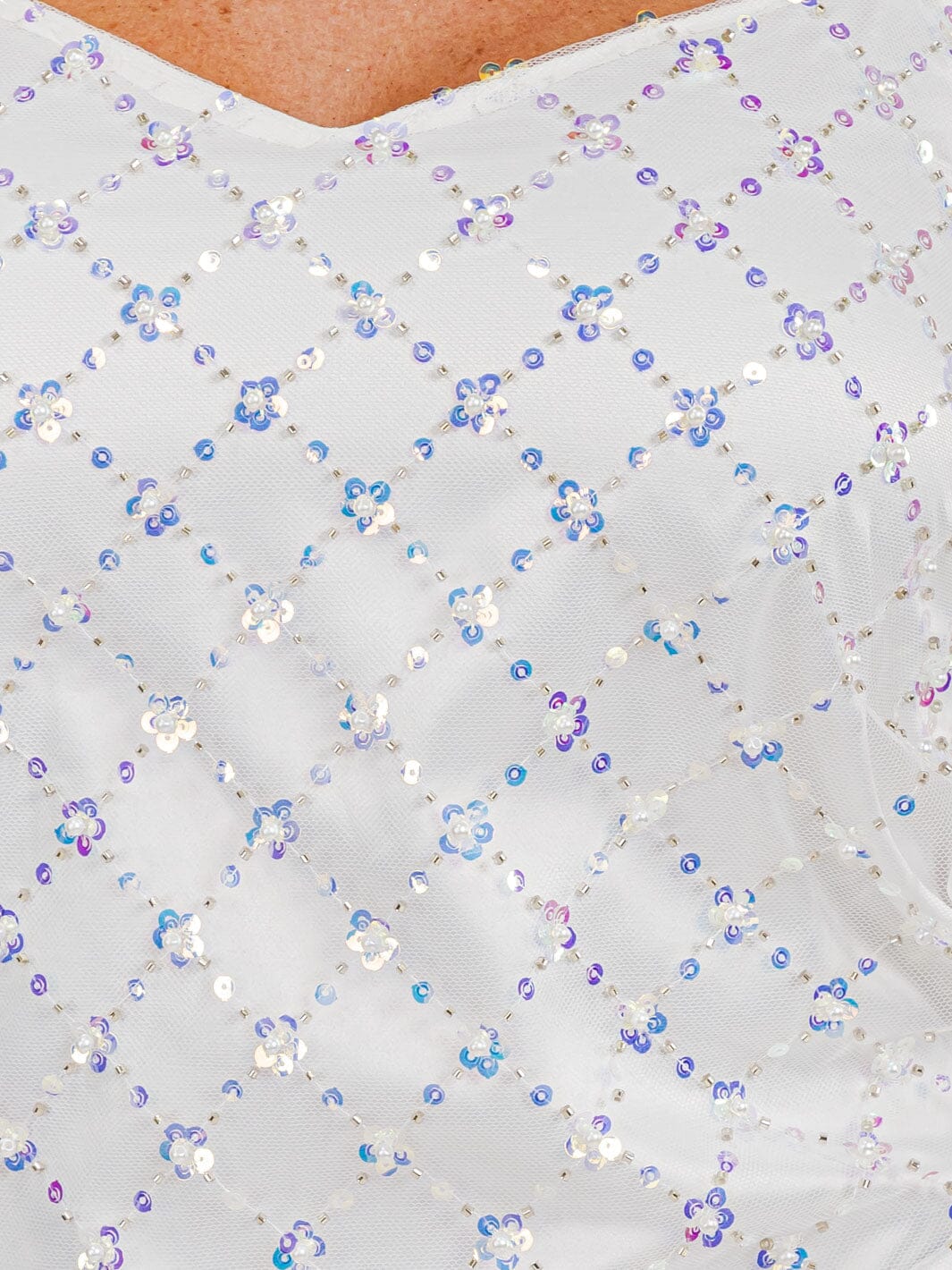 White Sequin Mesh Midi Dress – Elegant Holiday & Party Look