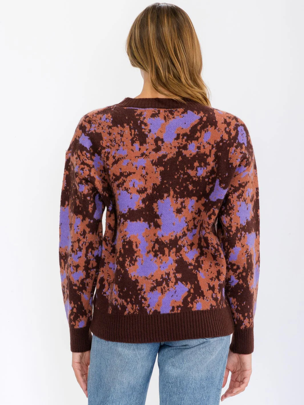 Womens Multi-Print Pullover Sweater