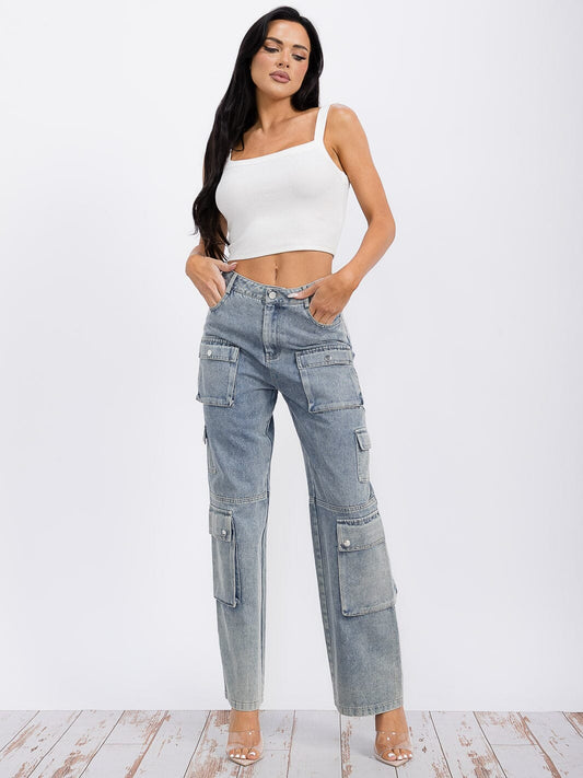 High waisted Cargo Jeans