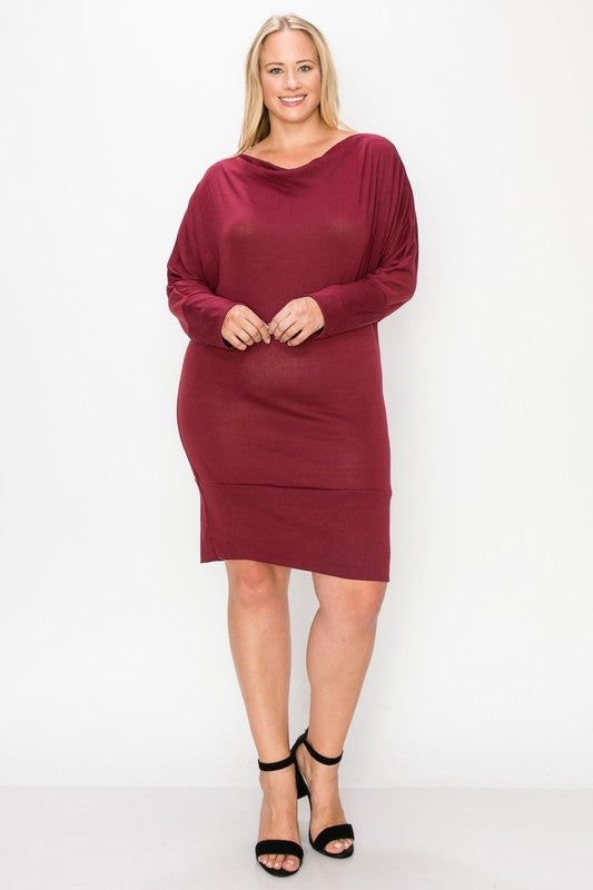 Plus Burgundy Dress