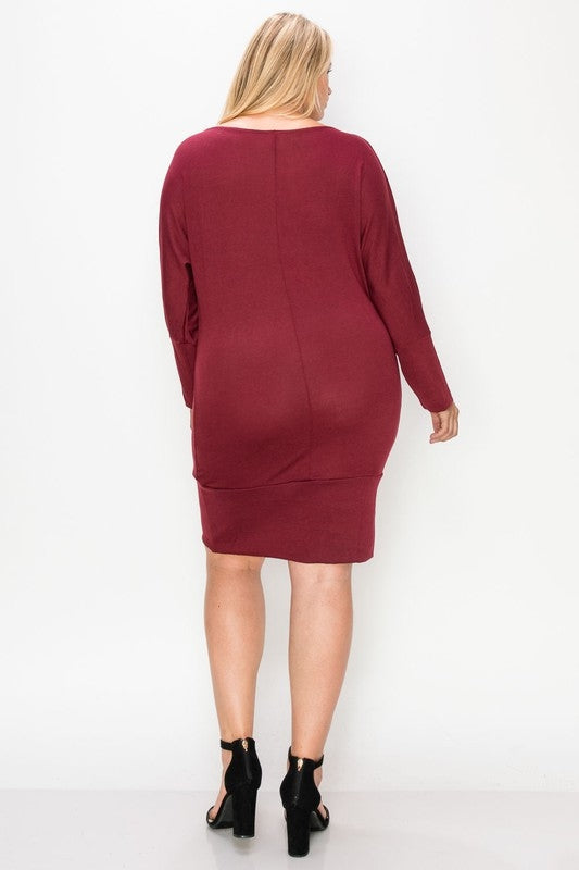 Plus Burgundy Dress