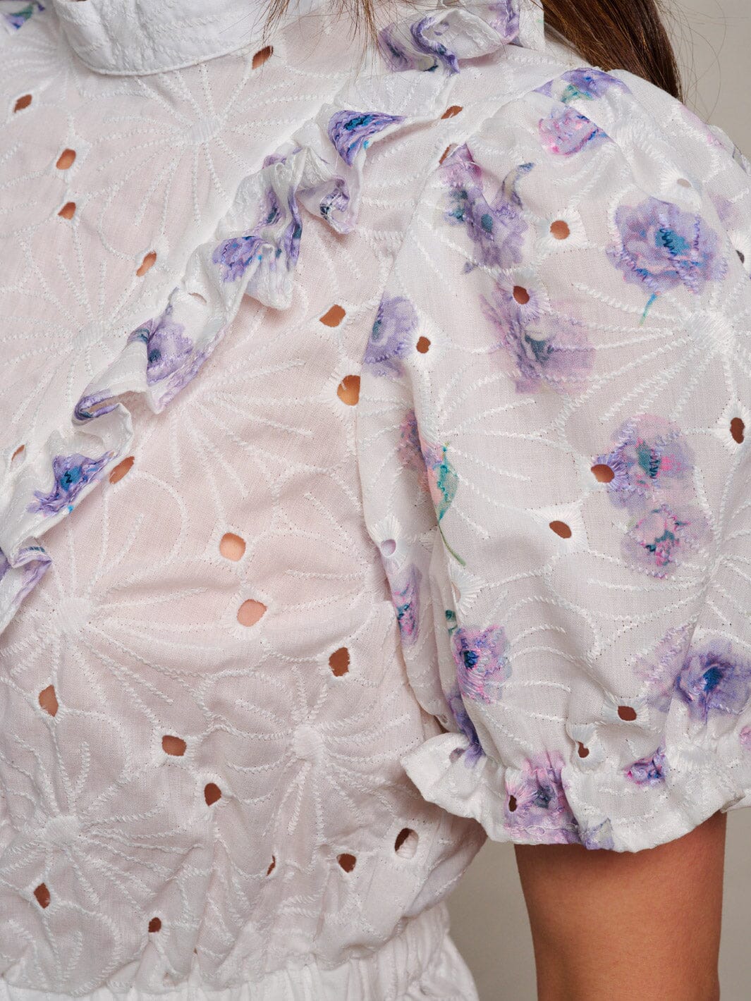 Womens short puff sleeve mock neck top